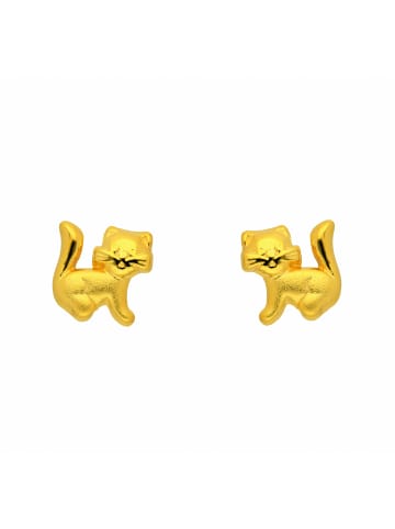 Adeliás Damen 333 Gold Ohrringe / Ohrstecker Katze in gold