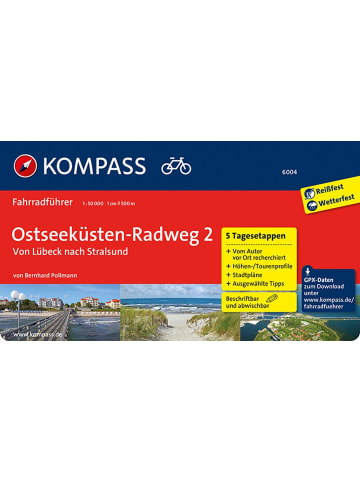 Kompass-Karten KOMPASS Fahrradführer Ostseeküsten-Radweg 2, von Lübeck nach Stralsund | mit...