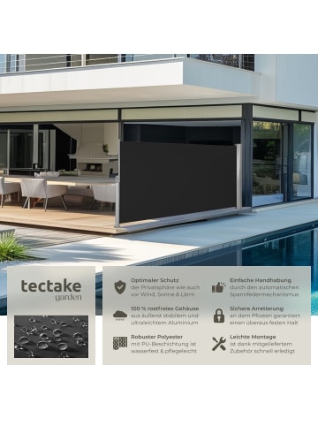 tectake Aluminium Seitenmarkise  160 x 300 cm, schwarz