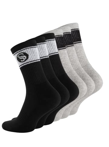 Stark Soul® 6 Paar Sportsocken im RETRO Design - Frotteesohle in schwarz/grau