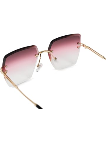 styleBREAKER Rechteckige Sonnenbrille in Gold / Pink Verlauf