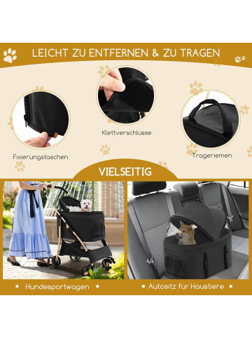 COSTWAY 3 in 1 Hundewagen in Schwarz