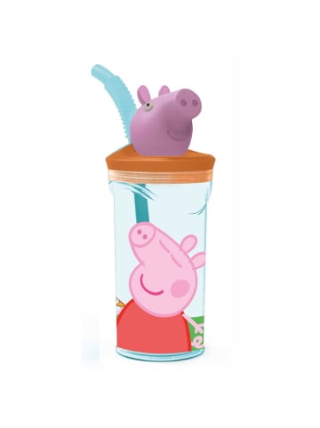 Peppa Pig Trink-Becher | mit 3D-Figur & Strohhalm | 360 ml | Peppa Wutz | Peppa Pig
