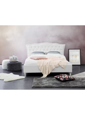 Beliani Doppelbett METZ in Weiß/Silber - (W) 185 x (H) 92 x (L) 214 cm
