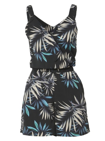 KOROSHI JUMPSUIT SHORTS MIT HOSENTRÄGERN in schwarz