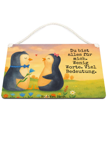 Mr. & Mrs. Panda Deko Schild Pinguin Pärchen Design mit Spruch in Weiß
