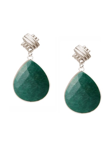 Gemshine Paar Ohrhänger Smaragd Tropfen Silber