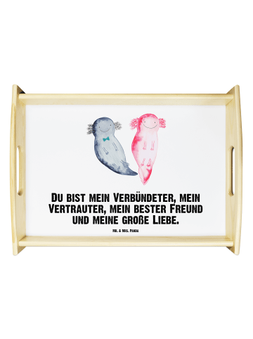 Mr. & Mrs. Panda Servierbrett Axolotl Freundin mit Spruch in Weiß