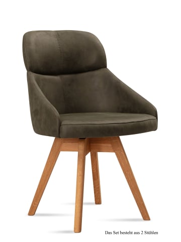 58 aufm Kessel ESSZIMMERSTUHL drehbar (2er-Set) Drala 52x82x63 Eiche geölt/Khaki