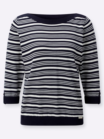 WITT WEIDEN Baumwollpullover in marine-ecru-geringelt