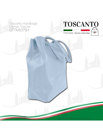Toscanto Leder Shopper, Schultertasche Toscanto Tasche hellblau ca. 28cm