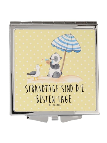 Mr. & Mrs. Panda Schminkspiegel Sommer Strandtage mit Spruch in Gelb Pastell