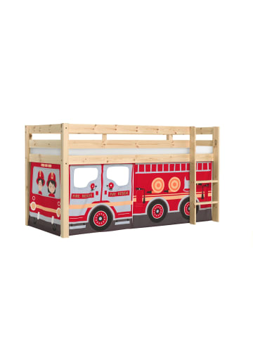 58 aufm Kessel KINDERBETT Karolina 210x114x106 Massivholz Natur Textilset Feuerwehr