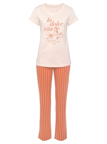 VIVANCE DREAMS Pyjama in orange-gestreift