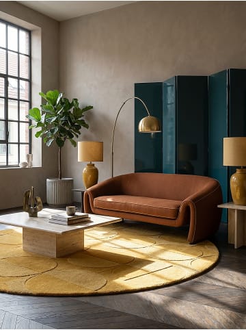 KADIMA DESIGN Wollteppich Kurzflor DEBEN Geometrisch Naturfaser Wohnzimmer in Senfgelb