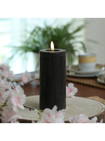 Adilina LED Kerze LINA Echtwachs Rustik-Optik 7x15cm in schwarz