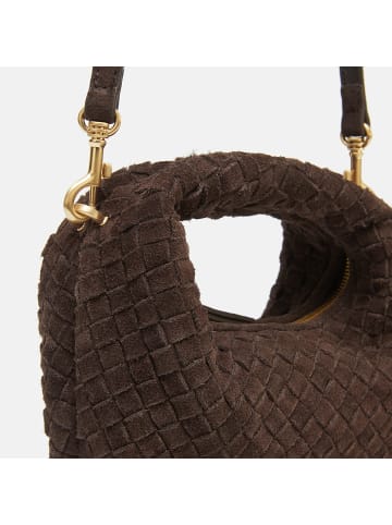 Les Visionnaires Greta Micro weave Handtasche Leder 20 cm in dark brown