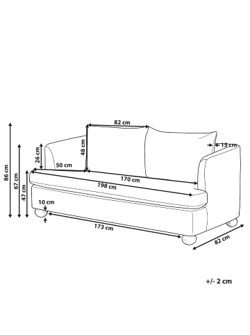 Beliani 3-Sitzer Sofa RATTVIK in Braun - (W) 198 x (H) 86 x (L) 82 cm