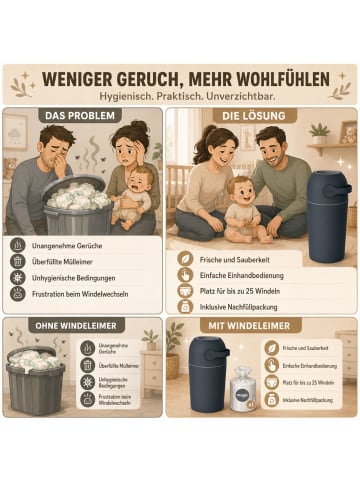 Kinderhaus Blaubär Magic Majestic Windeleimer TOP in Graphite