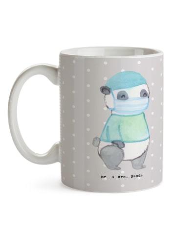 Mr. & Mrs. Panda Keramikbecher Operationsassistent Herz ohne Spruch in Grau Pastell