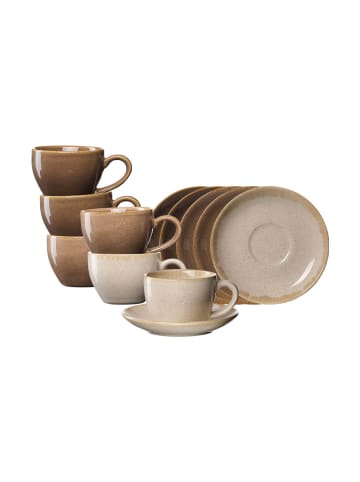 Ritzenhoff & Breker 6er Set Espressotassen mit Untertassen Sahara in 100 ml in braun