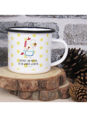 Mr. & Mrs. Panda Emaille Becher Einhorn Küche mit Spruch in Weiß