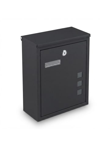 relaxdays Briefkasten in Schwarz - (B)25 x (H)40 x (T)11,5 cm