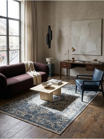 KADIMA DESIGN Teppich Vintage Kurzflor Medallion Muster, Orientalisch, Wohnzimmer in Blau