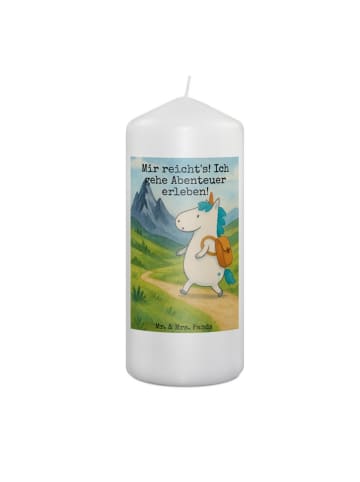 Mr. & Mrs. Panda Kerze Einhorn Bergsteiger Design mit Spruch in Weiß