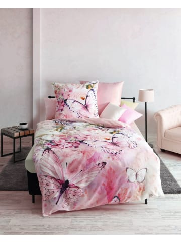 kaeppel 2 tlg. Mako Satin Bettwäsche 155x220cm Butterfly Dreams Rosé