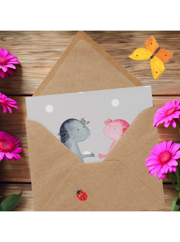 Mr. & Mrs. Panda Deluxe Karte Axolotl Liebe ohne Spruch in Grau Pastell
