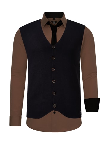 Rusty Neal Hemd mit Weste und Krawatte 3er Set in Braun