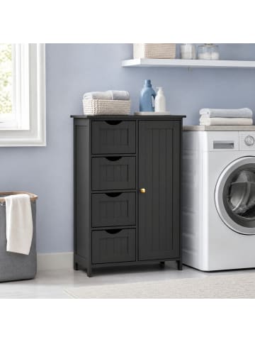 VASAGLE Badezimmerschrank Sofie in Tintenschwarz - (B)30 x (H)82 x (T)55 cm