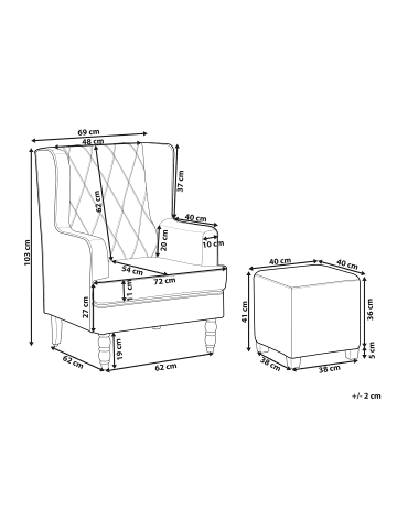 Beliani 2-tlg Sessel SANDSET in Grau