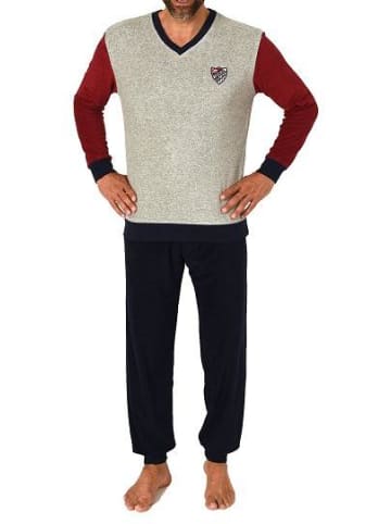 NORMANN Frottee Pyjama Schlafanzug & Bündchen - 82494 in rot