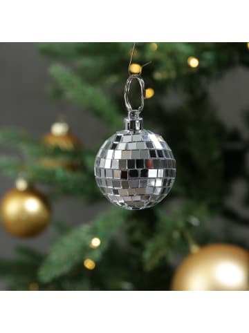 MARELIDA 12x Weihnachtsbaumschmuck Discokugel Spiegelkugel D: 5cm in silber