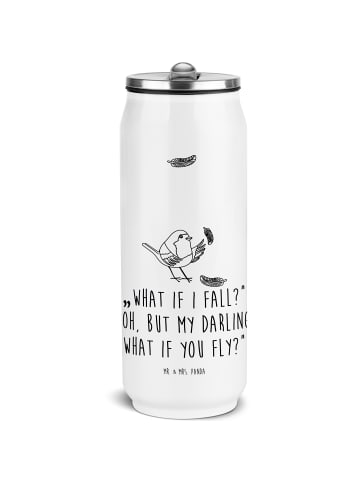 Mr. & Mrs. Panda Trinkflasche Edelstahl Rotkehlchen Federn mit S... in Weiß