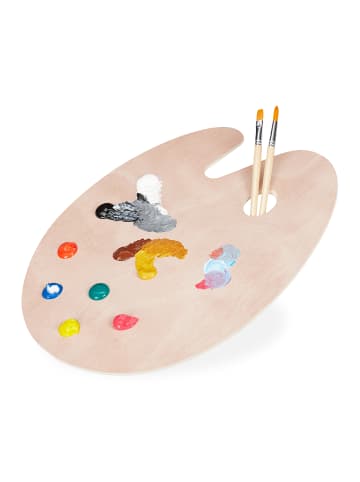 relaxdays 4 x Mischpalette Holz in Natur - 40 x 30 cm