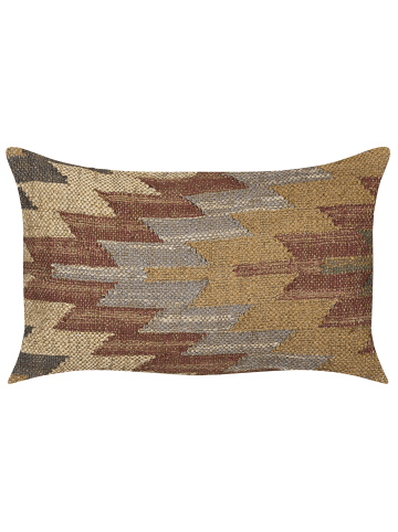 Beliani Dekokissen DEEPOR in Bunt/Beige/Rot - (W) 50 x (H) 10 x (L) 30 cm