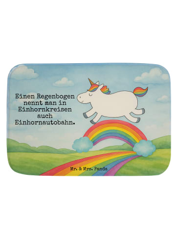 Mr. & Mrs. Panda Duschvorleger Einhorn Regenbogen Design mit Spruch in Weiß
