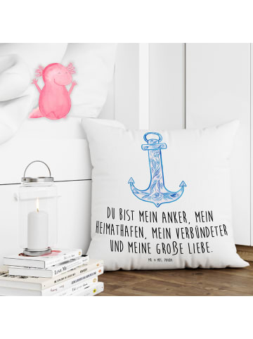 Mr. & Mrs. Panda kissen für sofa Anker Blau mit Spruch in Weiß