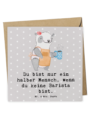 Mr. & Mrs. Panda Deluxe Karte Barista Herz mit Spruch in Grau Pastell
