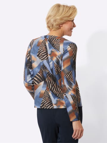 WITT WEIDEN Winter-Shirt in cognac-bleu-bedruckt