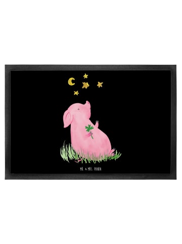 Mr. & Mrs. Panda Schmutzmatte Schwein Glück ohne Spruch in Schwarz