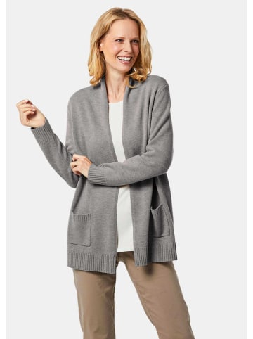 GOLDNER Strickjacke Langarm Cardigan aus Merino in mittelgrau / melange
