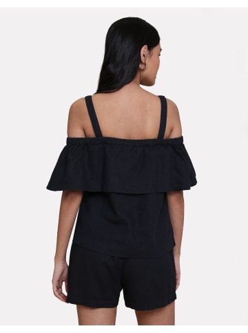 Threadbare Top THB Aspen Linen Bardot Top in Schwarz