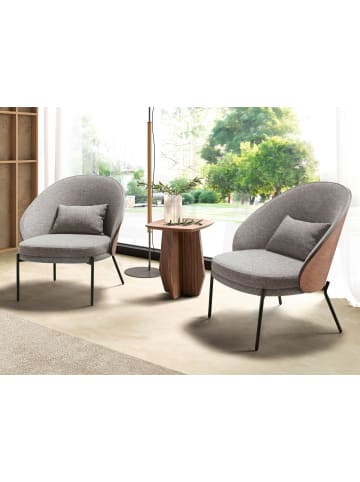 Angel Cerdá Sessel 5184 in Grau / Walnuss / Schwarz – (B)77 x (H)72 x (T)82 cm
