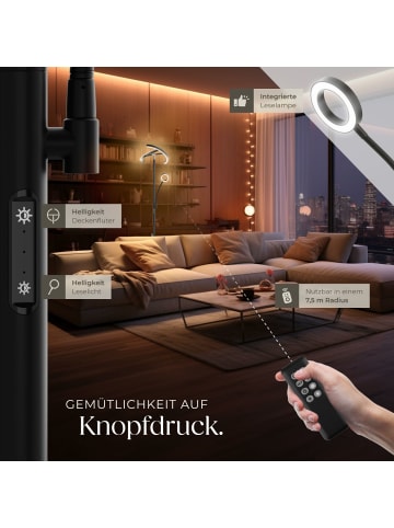 tectake Deckenfluter Auralis 31,5 x 188 cm , schwarz