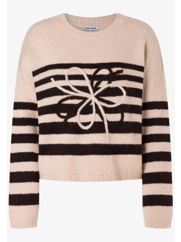 More & More gestreifter Pullover, Applikation in brown/powder cream