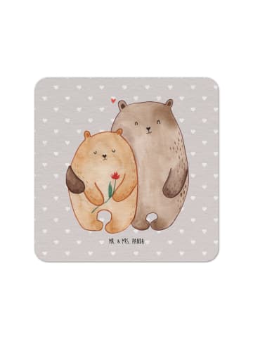 Mr. & Mrs. Panda Glasuntersetzer Bären Liebe ohne Spruch in Grau Pastell